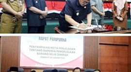 Rapat Paripurna dengan agenda Penyampaian Nota Penjelasan tentang Raperda Pengelolaan Barang Milik Daerah, diakhiri dengan penandatanganan Penetapan Perubahan Program Pembentukan Peraturan Daerah (Propemperda) Tahun 2026. 