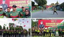                                                                                                                
Photo dari kiri atas: Komadan Kodim 0814/Jombang Letkol Kav Dicky Prasojo, SH., M.Han. (tengah), Kapolres AKBP Ardi Kurniawan, S.H., S.I.K., CPHR, (topi putih) Dan Satradar 405 Ploso, Letkol Lek Bayu Ardiansyah S.T., M.Tr.S.O.U., M.Han, (kedua dari kiri), Kepala Pengadilan Negeri Jombang,  Bambang Setiawan, S.H., M.A., (kedua dari kanan), Kepala Kejaksaan Jombang, Dyah Ambarwati, S.H., M.Hum. (kanan); photo kanan pertandinagn eksebisi; photo kanan bawah, bersama peraih reword penangkap bola servis dan photo kanan bawah pelepasan balon, Sabtu (10/01/2026). Photo by: edy danu puspito