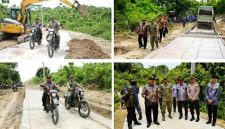 Bupati Jombang Warsubi, bersama Wakil Bupati Gus Salman, Dandim 0814 Letkol Kav. Dicky Prasojo, S.H., M.Han, Wakapolres Jombang Kompol Christian Bagus Yulianto, S.H., S.I.K., M.Si, Sekdakab Jombang Agus Purnomo, S.H., M.Si berkonsentrasi penuh menyusuri jalan setapak yang ekstrem.