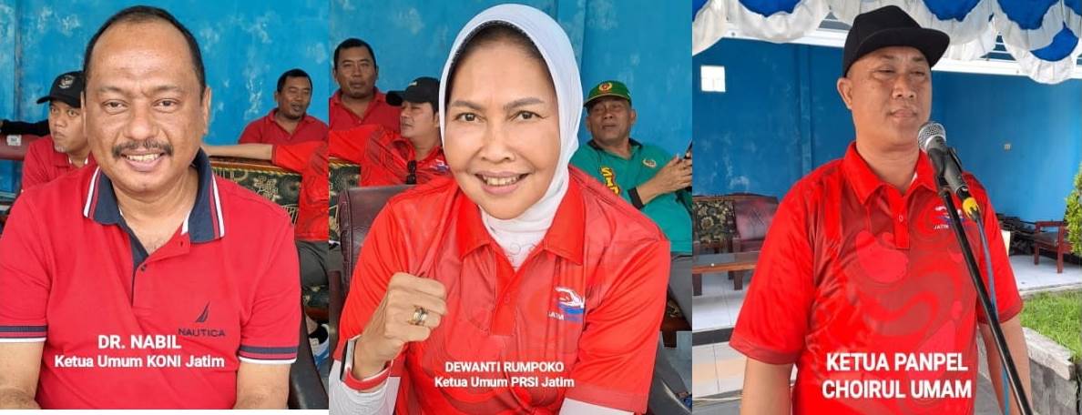 Ketua Umum KONI Provinsi Jawa Tumjur M Nabil didampingi Ketua Umum Pengprov PRSI Jatim dan Ketua Panitia Kejurda Renang tahun 2023. 