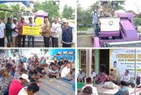 Photo kiri atas: Sumardi, SH. MH (batik coklat/berkopyah) didampingi Koordinator PPL (kedua dari kanan) dan PPL Desa (kanan) menyerahkan alisintan kepada Poktan Dusun Kandangsapi, Desa Kedungbetik, Kecamatan Kesamben, Jombang terima oleh Kepala Desa (bajuk kotak-kotak) Kepala Dusun (kaos putih) dan perwakilan petani . Photo kanan, Sumardi bersama Ketua Poktan di atas Kombi, Photo kiri bawah: petani Dusun Kandangsapi, photo kanan: Sumardi menyampaikan sambutan. Photo by: edy danu puspito/https://layang.co., Sabtu (6/12/2025).