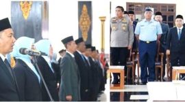 Bupati Jombang, Warsubi, secara resmi melantik dan mengambil sumpah janji 84 pejabat manajerial untuk mengisi posisi strategis di lingkungan Pemerintah Kabupaten Jombang, Kamis (15/1/2026) sore. 