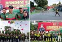                                                                                                                
Photo dari kiri atas: Komadan Kodim 0814/Jombang Letkol Kav Dicky Prasojo, SH., M.Han. (tengah), Kapolres AKBP Ardi Kurniawan, S.H., S.I.K., CPHR, (topi putih) Dan Satradar 405 Ploso, Letkol Lek Bayu Ardiansyah S.T., M.Tr.S.O.U., M.Han, (kedua dari kiri), Kepala Pengadilan Negeri Jombang,  Bambang Setiawan, S.H., M.A., (kedua dari kanan), Kepala Kejaksaan Jombang, Dyah Ambarwati, S.H., M.Hum. (kanan); photo kanan pertandinagn eksebisi; photo kanan bawah, bersama peraih reword penangkap bola servis dan photo kanan bawah pelepasan balon, Sabtu (10/01/2026). Photo by: edy danu puspito