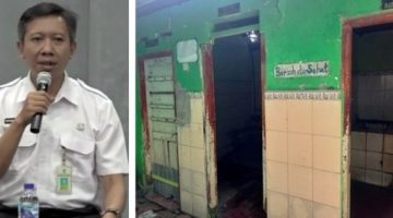 Photo kiri: Kepala Bidang Pembinaan SD Disdikbud Jombang Rhendra Kusuma, M.Pd.
Photo kanan: kondisi kamar mandi di sebuah lembaga pendidikan harus masuk pada data pokok pendidikan (dapodik) agar bisa mendapatkan bantuan keuangan untuk perbaikan. Photo: istimewa/edit