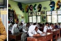 Photo kiri: Dra Wor Windari, M.Si, Kepala Dinas Pendidikan dan Kebudayaan Kabupaten Jombang, photo kanan: Guru dan murid sedang melakukan pembelajaran pada sebuah lembaga pendidikan SMP. Photo: istimewa/edit