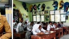 Photo kiri: Dra Wor Windari, M.Si, Kepala Dinas Pendidikan dan Kebudayaan Kabupaten Jombang, photo kanan: Guru dan murid sedang melakukan pembelajaran pada sebuah lembaga pendidikan SMP. Photo: istimewa/edit