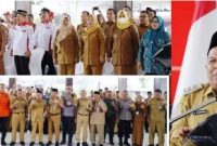 Wakil Bupati Jombang Salmanudin, S.Ag., M.Pd  (kanan) yang hadir didampingi Sekdakab Jombang Agus Purnomo, S.H., M.Si., serta para Kepala OPD terkait lingkup Pemkab Jombang, dalam sambutannya menekankan pentingnya sinkronisasi antara kebutuhan warga di tingkat desa dengan rencana besar pemerintah pusat. Photo: Istimewa/Humas Dinas Kominfo Jombang/edit.

