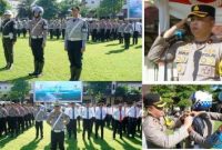 Kegiatan tersebut dipimpin oleh Kapolres Jombang AKBP Ardi Kurniawan, S.H., S.I.K., CPHR yang diwakili Wakapolres Kompol Syarlis, S.I.K., M.I.K. (photo kanan atas/hormat), searah jam, Wakapolres menyematkan atribut pasukan apel, photo kiri bawah dan kiri atas pasukan apel di Mapolres Jombang, Senin (2/2/2026).  