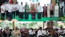 Hadiri jajaran Forkopimda, tokoh agama diantaranya KH. Cholil Dahlan Pengasuh Ponpes Darul Ulum Rejoso Peterongan yang juga Dewan Pertimbangan MUI Jombang yang memimpin Istighosah dan KH. Nur Hadi (Mbah Bolong) Pengasuh Pondok Pesantren Falahul Muhibbin di Watugaluh, Diwek, yang hadir menyampaikan tausiyah dan do’a. Hadir pula Sekdakab Jombang Agus Purnomo S.H., M.Si juga para Kepala Organisasi Perangkat Daerah (OPD) lingkup Pemkab Jombang, Ketua Tim Penggerak PKK Kabuaten Jombang, Yuliati Nugrahani Warsubi, Ketua 1 TP PKK Kabupaten Jombang Ning Ema Erfina, Ketua DWP Kabupaten Jombang Lilik Agus Purnomo. Photo: istimewa humas Dinas Kominfo/edit