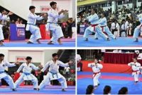 Tampak penampilan atlet Inkanas Polres Jombang pada partai Final KATA Beregu Junior Putra dan KATA Beregu Junior Putri, kedua tim ini menyabet medali emas, sehingga menyempurnakan koleksi medali kontingen Polres Jombang, 29 emas, 17 perak, 19 perunggu, sebagai Juara Umum, Minggu (29/3/2026). 