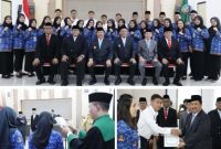 Pengambilan sumpah dipimpin langsung oleh Bupati Jombang Warsubi, S.H., M.Si., Tampak hadir dalam acara tersebut Wakil Bupati Jombang, Salmanudin, S.Ag., M.Pd. Asisten dan Kepala OPD terkait di lingkup Pemkab Jombang, Senin (9/3/2026). Photo: istimewa-edit/Humas Dinas Kominfo Pemkab Jombang 