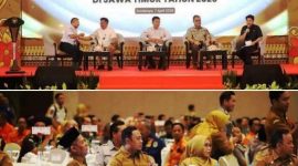 Kegiatan ini menghadirkan narasumber dari Deputi Bidang Sistem dan Strategi BNPB RI, Kementerian Kehutanan, serta Kementerian Pertanian. Sedangkan Pemkab Jombang menyertakan Wakil Bupati Jombang, M. Salmanudin, S.Ag., M.Pd. bersama Kepala Dinas Pertanian Ir. Moch. Rony, MM, Kepala Pelaksana (Kalaksa) BPBD Wiku Birawa Filipe Dias Quintas, S.STP., M.Si, serta Kepala Satuan Polisi Pamong Praja (Satpol PP) Samsudi, SH., M.Si. Photo: istimewa humas kominfo jombang

