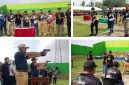 Rangkaian kegiatan peresmian lapangan tembak Korem 082/CPYJ dan Perbakin Jombang, photo kiri atas, pose gaya menembak usai penandatangan pasasti, photo kanan atas: menuju arena tembak uji coba menembak dengan sasaran plat, photo kiri bawah: para pimpinan membidik target plat baja, photo kanan bawah: Dan Dim 0814, Bupati Abah Warsubi dan Kapoles mengikuti lomba menembak estafet. Photo: https://layang.co. 