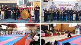 Rangkaian Pembukaan Kejuaraan Karate Piala Kapolres Jombang JKC Open 2026 berlangsumng di Gelor Abi As’ad UNIPDU, Peterongan Jombang, Sabtu (6/6/2026). Photo: https://layang.co