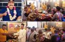 Grand Opening New Hidden Café, Photo searah jarum jam: Kiri atas, Drs H M Setyo Wahyu, SH., M.Pd., MM (Pemilik New Hideen Café-Kolam Renang Zam Zam), makan bersama nasi tumpeng, penyerahan pucuk nasi tumpeng, sambutan pemilik Café, Sabtu (4/7/2026). 