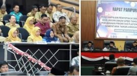 Photo kiri: Kepala OPD dan undangan mengikuti jalannya sidang paripurna, Senin (3/8/2026) sedangkan photo kanan, Bupati-Wakil Bupati, Pimpinan dan Anggota DPRD melakukan rapat Perubahan Kebijakan Umum APBD (KUA) dan Perubahan Prioritas Plafon Anggaran Sementara (PPAS) Tahun Anggaran 2026. Photo: istimewa/edit