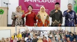 Photo atas, bersama (kanan) Kepala Dinas Kominfo Kabupaten Jombang, Endro Wahyudi, S.STP., M.KP., (kedua dari kanan) Wakil Rektor 1 Bidang Akademik Undar, Dr. Abdul Rouf, S.Ag., M.Ag., Ayu Saulina Ernalita, S.S., M.M., (merah) Pranata Humas Ahli Madya Dinas Kominfo Provinsi Jawa Timur, yang juga Ketua Tim Kerja Layanan Informasi dan Sumber Daya Manusia Dinas Komunikasi Provinsi Jawa Timur bersama tim nara sumber dan peserta (photo bawah). Photo: istimewa
