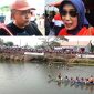Wakil Ketua DPRD Jombang Syarif Hidayatullah (kiri) dan Kepala Dinas Pendidikan dan Kebudayaan Kabupaten Jombang Wor Windari (kanan) saat wawancara sembari menyaksikan jalannya lomba dayung. Photo: https://layang.co