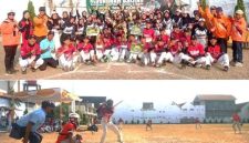 Kontingen Juara 1: Tim Baseball dan Softball Kabupaten Jombang tampak sukaria berswafoto usai menerima tropy Juara 1 Putra-putri Kejurda Regional 2 di lapangan Desa Miagan, Kecamatan Mojoagung, Kabupaten Jombang, Minggu (13/9/2026). Tampak Ketua cabor PERBASASI Kabupaten Jombang, Sunarsih (kiri) mendampingi para atlet. Photo bawah tim Putra Softball Jombang saat bertanding melawan tim Kabupaten Mojokerto. Photo: https://layang.co