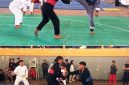 Peserta PORKAB Pencak Silat sedang melakkan pertandingan di GOR Merdeka Jombang, Jum'at (18/9/2026), Kejuaraan ini untuk menjaring atlet POPDA 2026 dan porsi PORPROV. 2027