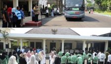 Prosesi pelepasan pemberangkatan kontingen diiringi ucapan Basmalah dan mengibarkan bendera start oleh Wakil Bupati Jombang Salmanudin, Jum’at (25/9/2026).