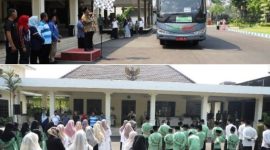 Prosesi pelepasan pemberangkatan kontingen diiringi ucapan Basmalah dan mengibarkan bendera start oleh Wakil Bupati Jombang Salmanudin, Jum’at (25/9/2026).