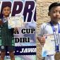 Dua atlet Selam Kabupaten Jombang yang telah berhasil menyabet medali Kejurprov Jatim tahun 2026, Piala Wali Kota Kediri, Minggu (20/9/2026). Kiri: Arsenio Athaya Nurhan, tiga medali, kanan: Adzril Andana, 1 medali. 