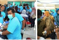Seluruh tindakan medis terhadap 210 anak ditangani langsung oleh tim medis profesional RSUD Jombang. Ketua TP PKK Yuliati Nugrahani Warsubi turut mendampingi langsung anak-anak peserta khitan untuk memberikan semangat dan rasa nyaman. Photo: istimewa