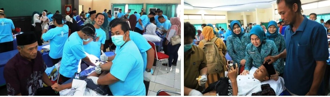 Seluruh tindakan medis terhadap 210 anak ditangani langsung oleh tim medis profesional RSUD Jombang. Ketua TP PKK Yuliati Nugrahani Warsubi turut mendampingi langsung anak-anak peserta khitan untuk memberikan semangat dan rasa nyaman. Photo: istimewa