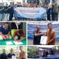 Photo bersama: Tim Politeknik Elektronik Negeri Surabaya (PENS), penandatangan berita acara dan penyerahan barang PLTS dari Ketua Pranata Laboratorium Pendidikan,  Agus Fitriyanto, A.Md, kepada Bahrul Ulum Ketua Kelompok Barokah Lele didampingi Sekrtaris Desa M Thobib Nur Anas dan  pengambilan dokumentasi di lokasi PLTS, tampak air mengucur ke kolam lele bersumber listrik tenaga surya, Sabtu (24/10/2026). Photo: https://layang.co 