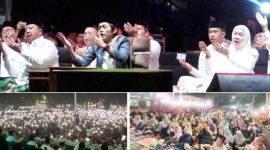 Bupati Jombang H. Warsubi, S.H., M.Si., Wakil Bupati Jombang Gus Salmanudin, S.Ag., M.Pd., Wakil Bupati Blitar H. Beky Herdihansah, jajaran Forkopimda Kabupaten Jombang, para kiai dan alim ulama, pengasuh pondok pesantren, tokoh agama dan masyarakat, serta jamaah dari Kabupaten Jombang dan sekitarnya, Selasa (13/10/2026). Photo: istimewa