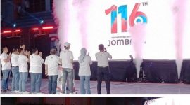 Suasana Pembukaan Hari Jadi Pemkab Jombang ke-116 tahun 2026, dalam agenda kegiatan Jombang Fest 2026 bertema “Jombang Berbudaya, Bersama Berkarya, Jombang Berbudaya”, dimeriahkan penampilan tari kolosal “Jombang Nyawiji” persembahan Dinas Pendidikan dan Kebudayaan Kabupaten Jombang, Jum’at (2/10/2026) di GOR Merdeka.  Photo: https://layang.co