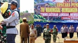 Wakil Bupati Jombang, M. Salmanudin, S.Ag., M.Pd., yang hadir mewakili Bupati Jombang, Warsubi membuka pelaksanaan TMMD ke-130 ini mengusung tema "TMMD Satukan Langkah, Membangun Negeri dari Desa".