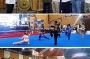 Photo atas: Rektor UNIPDU DR dr H M Zulfikar As’ad, M.MR (kiri) melakukan pemukulan gong menandai Kejuaraan Piala Gunbernur Jatim & Piala Rektor UNIPDU dimulai. Photo bawah atlet Wushu memperagakan kelas Taulo (seni)  dan Kelas Sando (tarung), Jum’at (30/10/2026) di Gelora Abi As’ad, Peterongan, Kabupaten Jombang. Photo: https://layang.co 