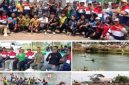 Photo atas: tim Kabupaten Jombang dengan Tim PODSI Kalimantan Selatan, photo tengah kiri, para pengurus PODSI, Letkol TNI Bagus Arianto, Donny Wirawan Achdiyat (kaos hitam), M Rois, Ketua Harian Pengprov  PODSI Jatim (hijau), Setyo Wahyu (Jujuk) kanan) dan pengurus PODSI Kabupaten Jombang. Photo bawah, atlet sedang melakukan perlombaan di Sungai Tenggor, Sumobito, Kabupaten Jombang, Kamis (02/10/2026). Photo: https://layang.co