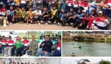 Photo atas: tim Kabupaten Jombang dengan Tim PODSI Kalimantan Selatan, photo tengah kiri, para pengurus PODSI, Letkol TNI Bagus Arianto, Donny Wirawan Achdiyat (kaos hitam), M Rois, Ketua Harian Pengprov  PODSI Jatim (hijau), Setyo Wahyu (Jujuk) kanan) dan pengurus PODSI Kabupaten Jombang. Photo bawah, atlet sedang melakukan perlombaan di Sungai Tenggor, Sumobito, Kabupaten Jombang, Kamis (02/10/2026). Photo: https://layang.co