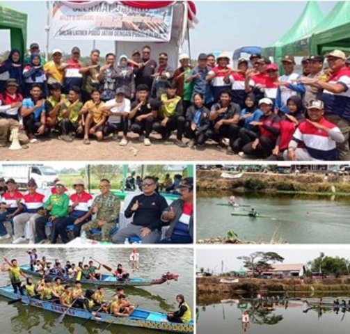 Photo atas: tim Kabupaten Jombang dengan Tim PODSI Kalimantan Selatan, photo tengah kiri, para pengurus PODSI, Letkol TNI Bagus Arianto, Donny Wirawan Achdiyat (kaos hitam), M Rois, Ketua Harian Pengprov PODSI Jatim (hijau), Setyo Wahyu (Jujuk) kanan) dan pengurus PODSI Kabupaten Jombang. Photo bawah, atlet sedang melakukan perlombaan di Sungai Tenggor, Sumobito, Kabupaten Jombang, Kamis (02/10/2026). Photo: https://layang.co